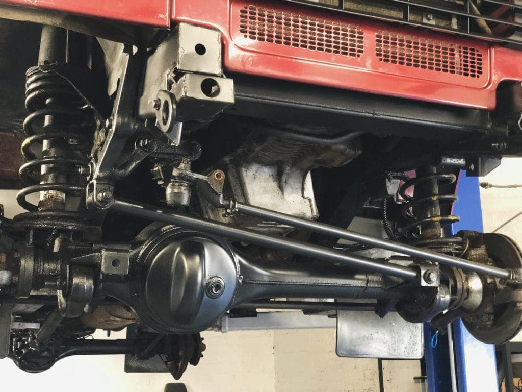 Land Rover Defender front Axles for maintenance. Dinitrol- Waxoil chassis protection and general maintencence