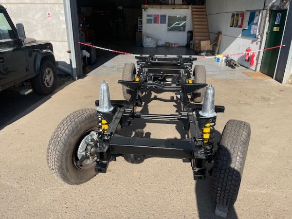 Defender 110 fully assembled galvanised and powder coated chassis with 2 of rebuilt axles